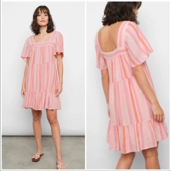 Rails Dresses & Skirts - Rails Valentina Dress in Dawn Stripe Ruffle Striped
Pink linen Size XS